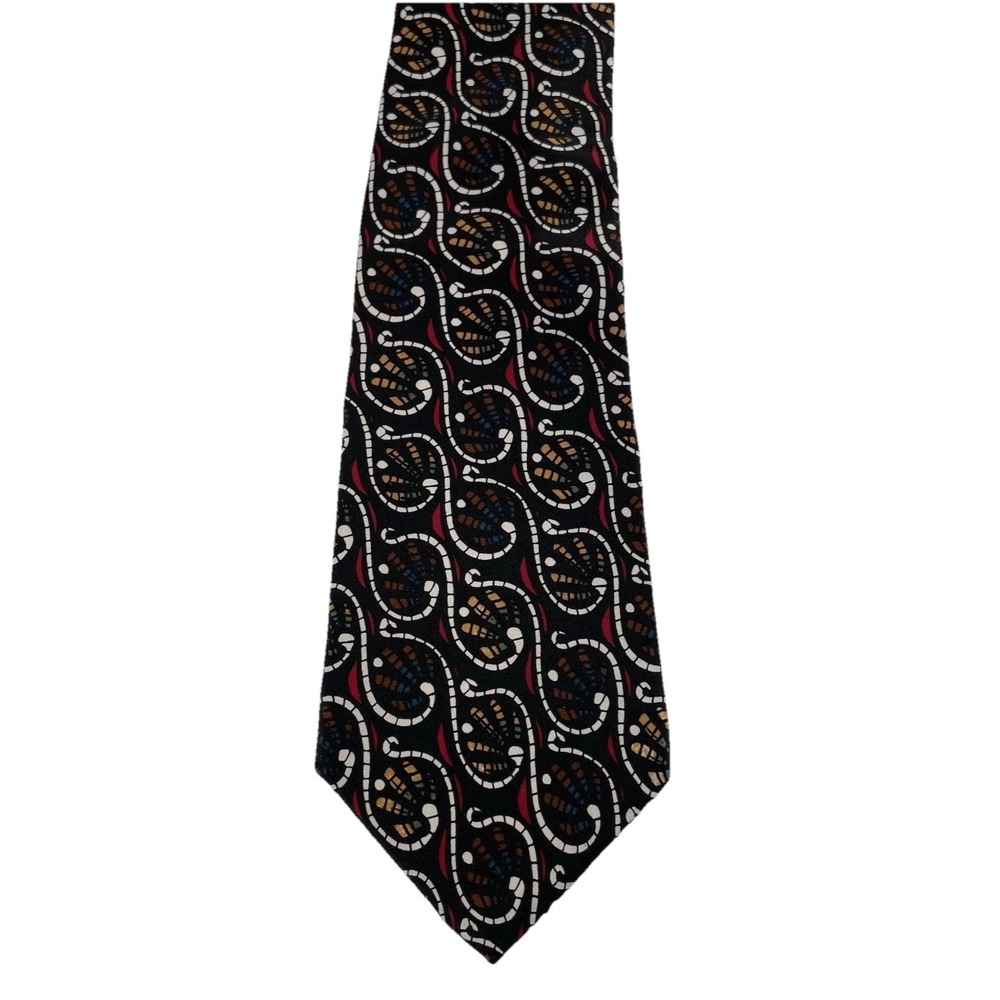 Christian Dior Monsieur Mens Tie Silk Geometric Black Red Navy‎ Beige 3.75"x57"